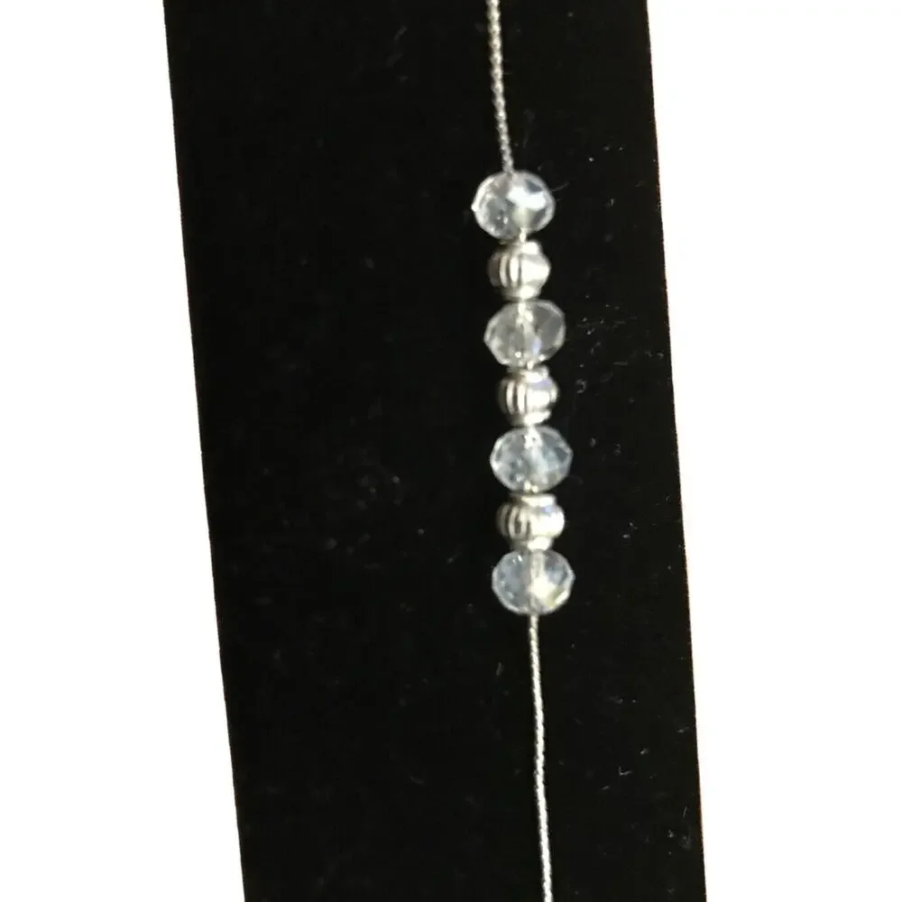 5 Clear Bead Silvertone Hardware Delicate Chain 7